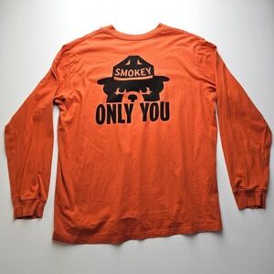 Filson Smokey Bear Only You Long Sleeve T-Shirt Orange Flames Mens XXXL 3XL